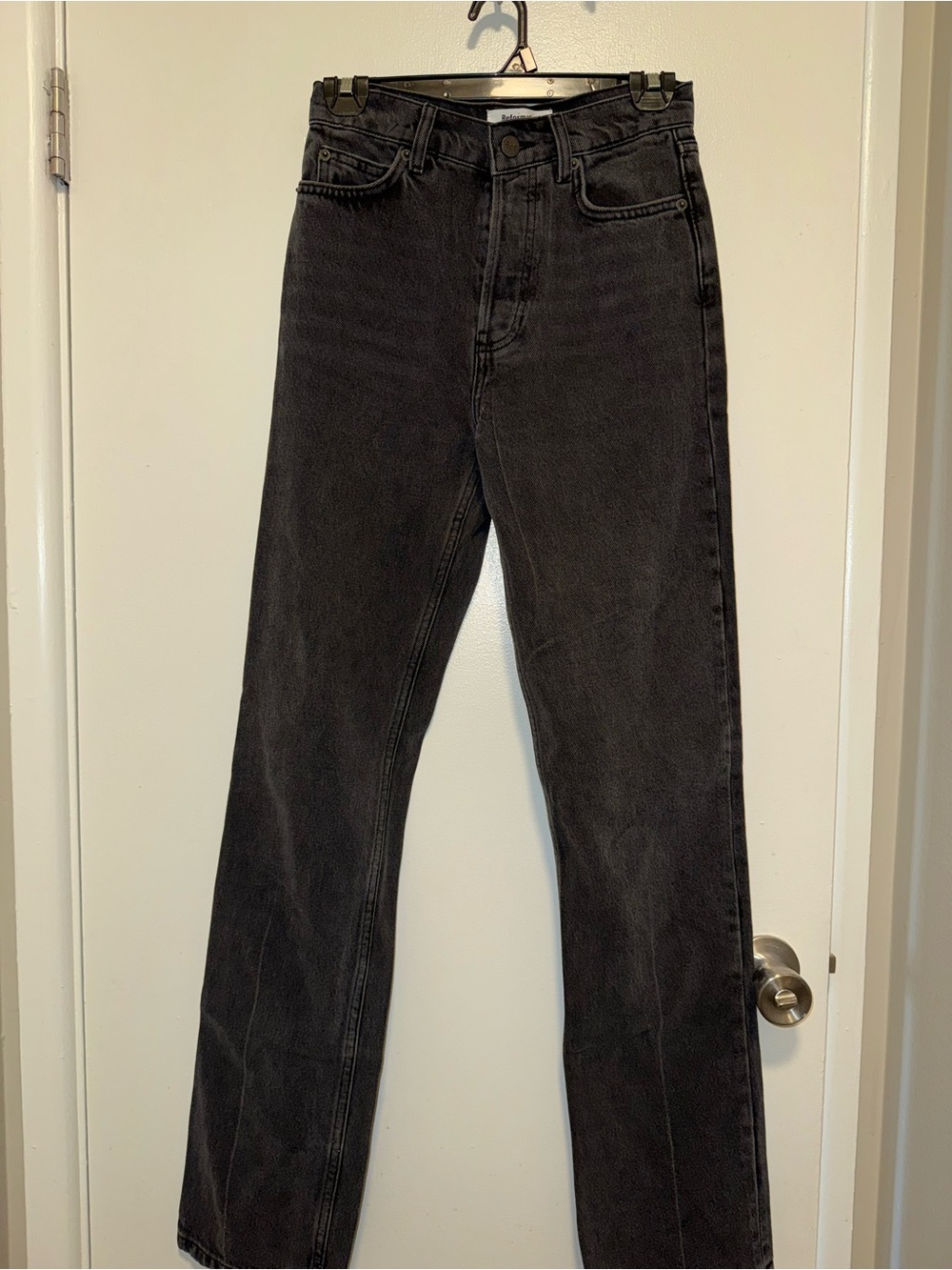 Reformation Jeans Black Straight Jeans- Long
